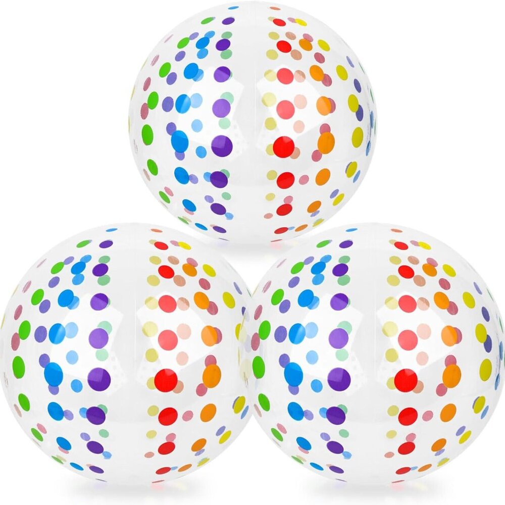 3PCS Inflatable Beach Balls, 16" Inflatable Pool Balls Colorful Large Be…